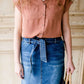 paper bag style dark denim skirt