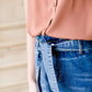 paper bag style dark denim skirt