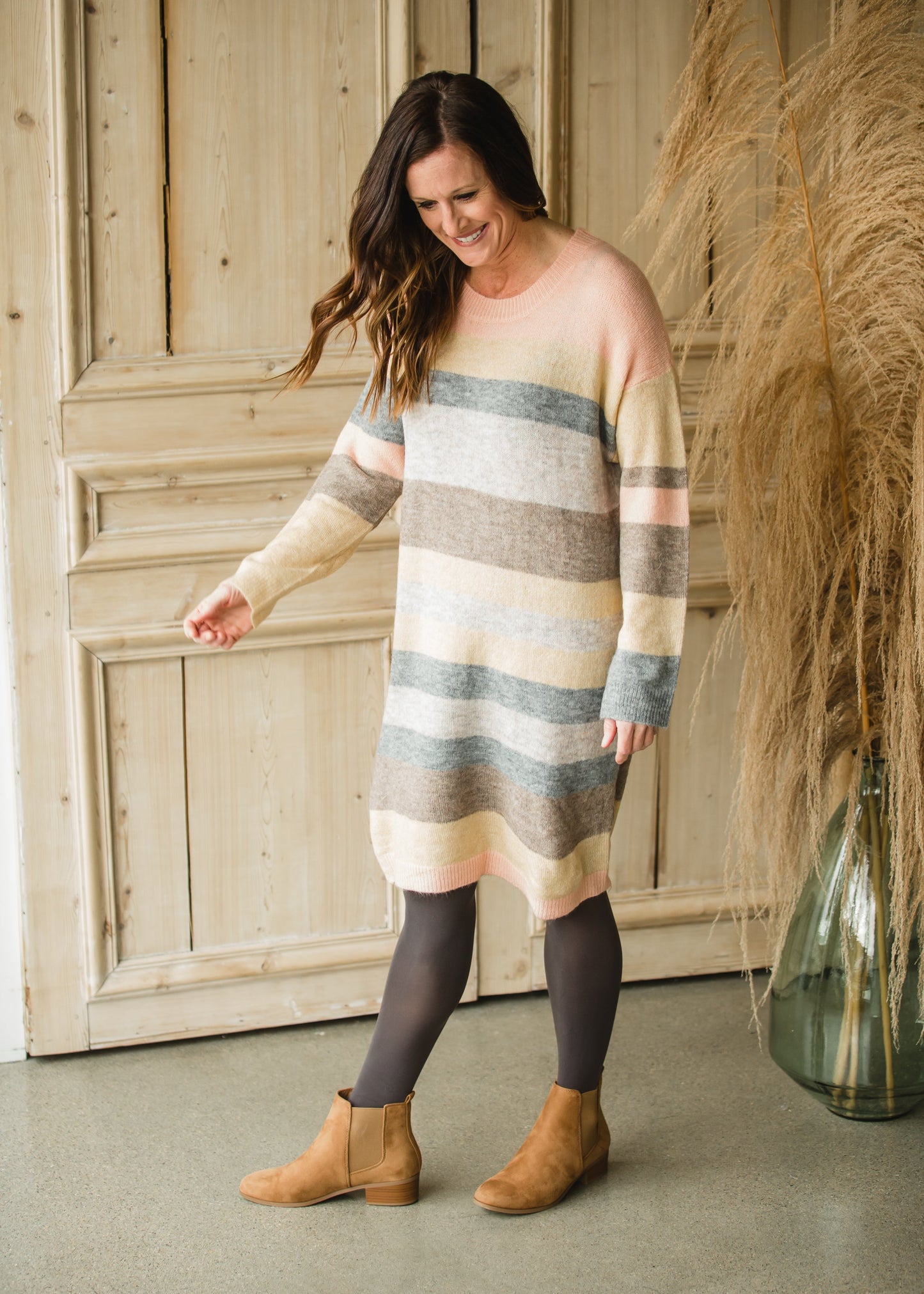 Pastel Melange Striped Sweater Midi Dress - FINAL SALE Dresses