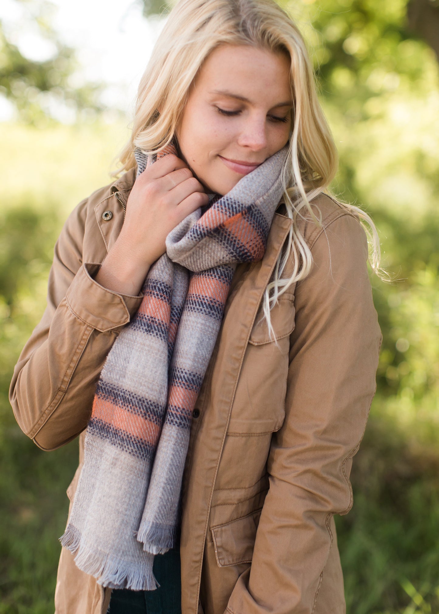 Pastel Plaid Orange Scarf