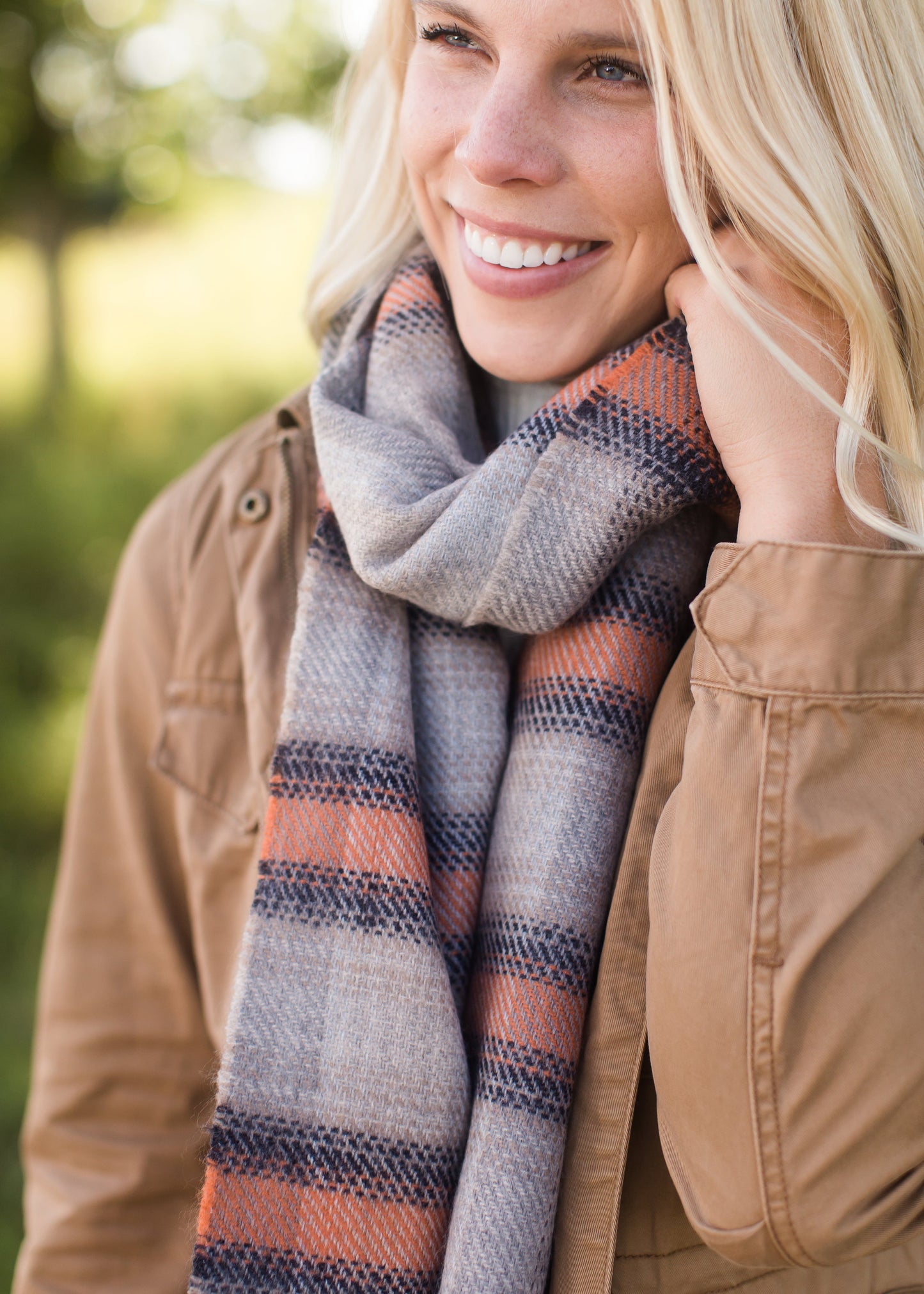 Pastel Plaid Orange Scarf