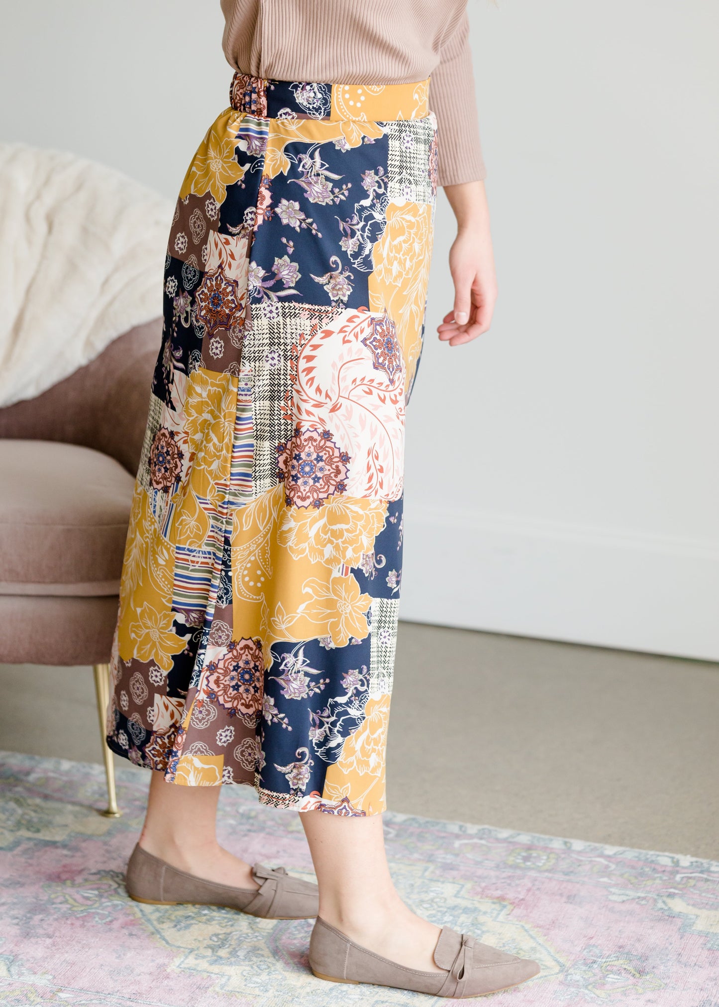 Patch Print Flowy Midi Skirt - FINAL SALE Skirts