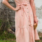 Peach Button Front V-Neck Midi Dress - FINAL SALE Dresses