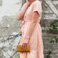 Peach Button Front V-Neck Midi Dress - FINAL SALE Dresses
