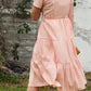 Peach Button Front V-Neck Midi Dress - FINAL SALE Dresses