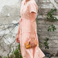 Peach Button Front V-Neck Midi Dress - FINAL SALE Dresses