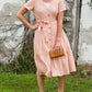 Peach Button Front V-Neck Midi Dress - FINAL SALE Dresses