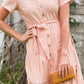 Peach Button Front V-Neck Midi Dress - FINAL SALE Dresses