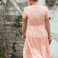 Peach Button Front V-Neck Midi Dress - FINAL SALE Dresses