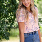 Peach Classic V-Neck Floral Tee - FINAL SALE Tops