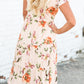 Peach Floral Tiered Midi Dress Dresses