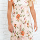 Peach Floral Tiered Midi Dress Dresses