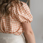 Peach Gingham Blouse Shirt Hayden