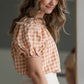 Peach Gingham Blouse Shirt Hayden