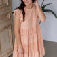 Peach Ruffle Sleeve Tiered Midi Dress Dresses Hailey & Co