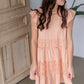 Peach Ruffle Sleeve Tiered Midi Dress Dresses Hailey & Co