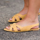 Peeptoe Mustard Slingback Flat - FINAL SALE Shoes
