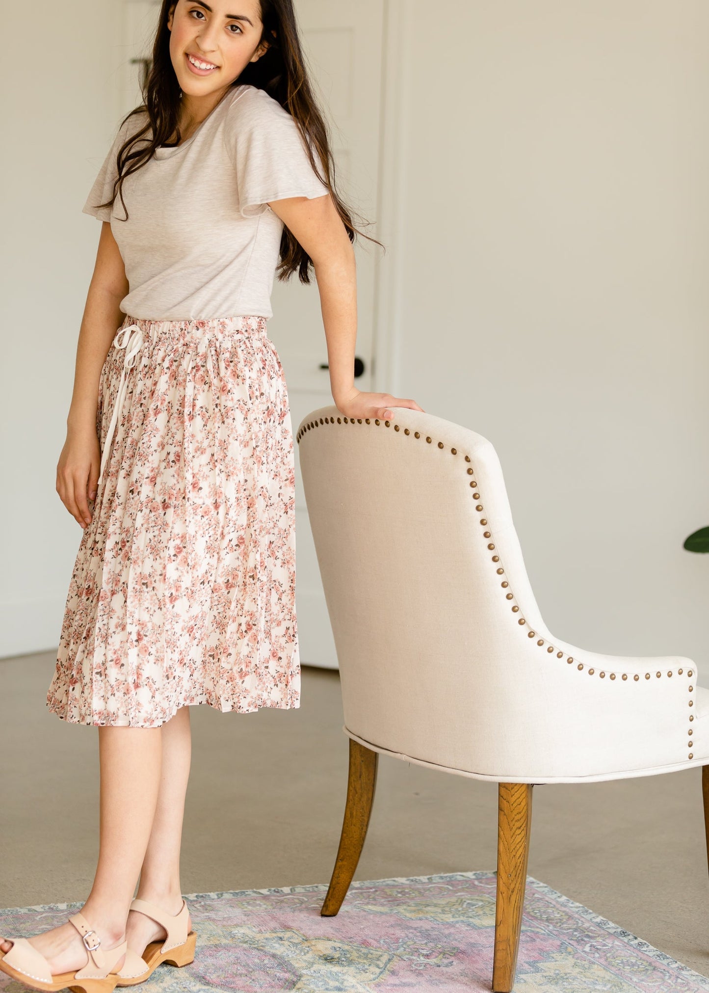 Peony Pink Bouquet Pleated Skirt - FINAL SALE Skirts