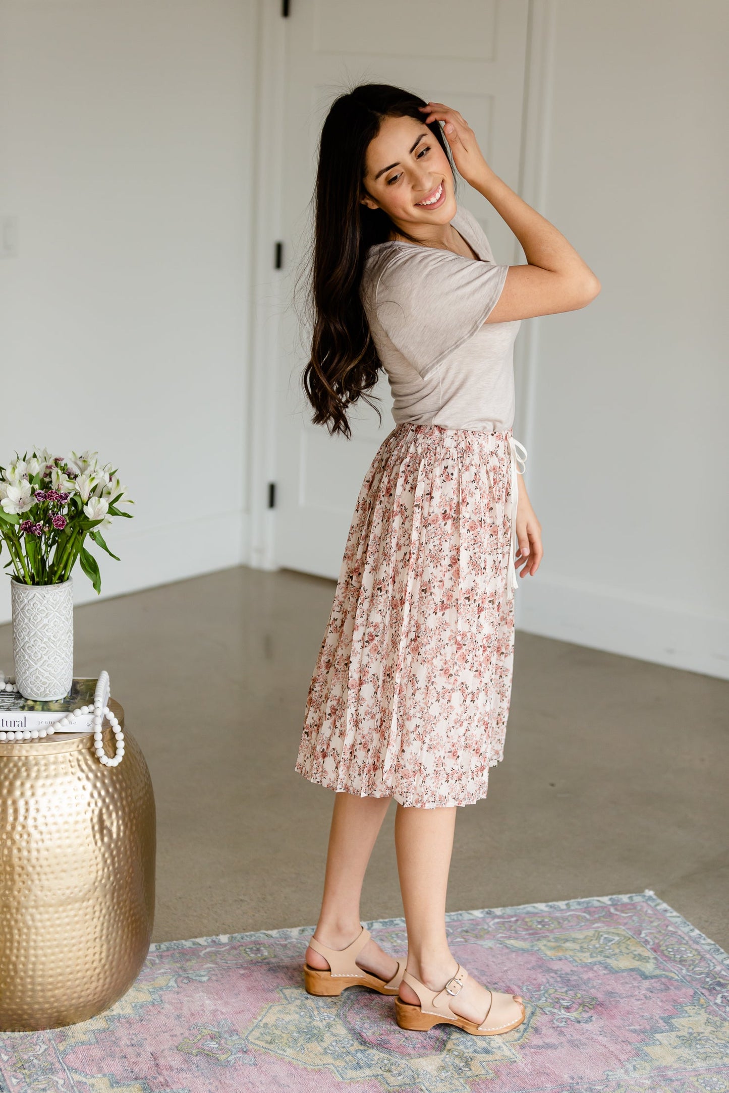 Peony Pink Bouquet Pleated Skirt - FINAL SALE Skirts