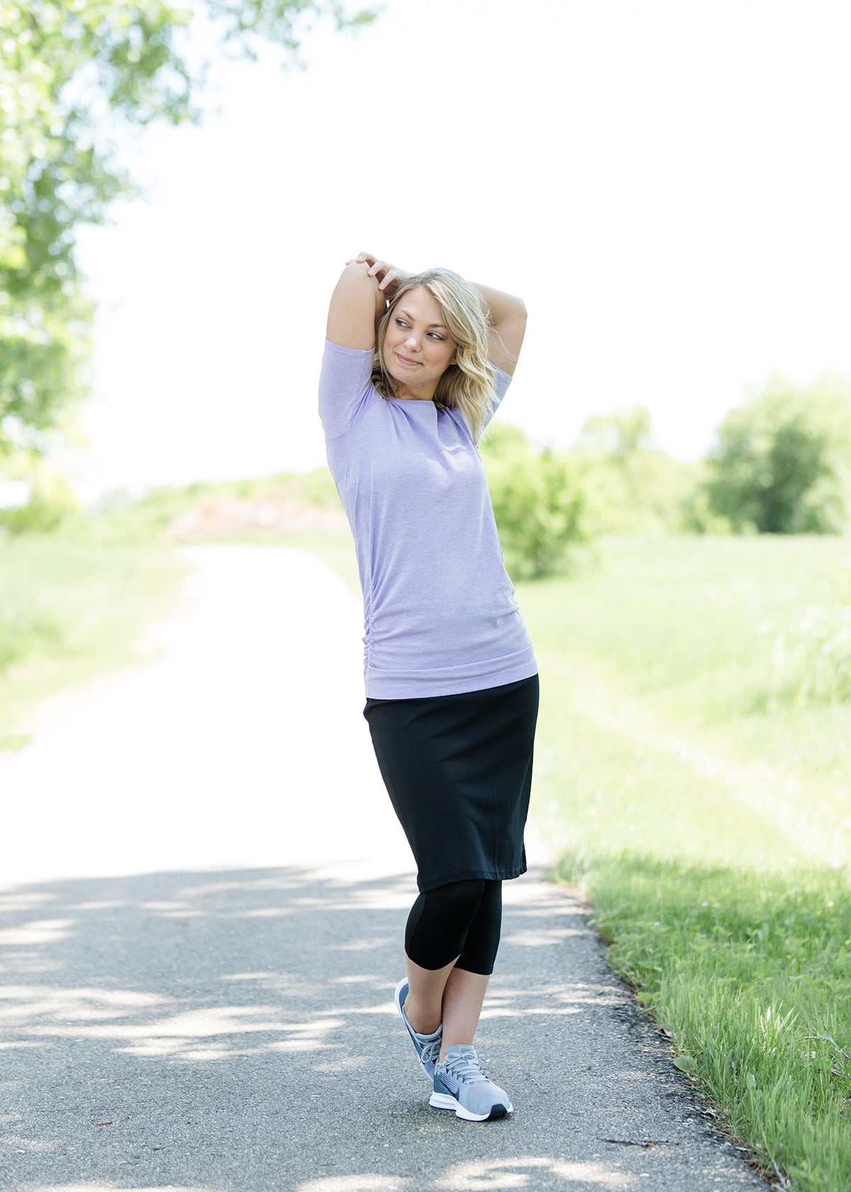 lightweight, quick-drying fabric performance tee in mint, pink, gray and purple!