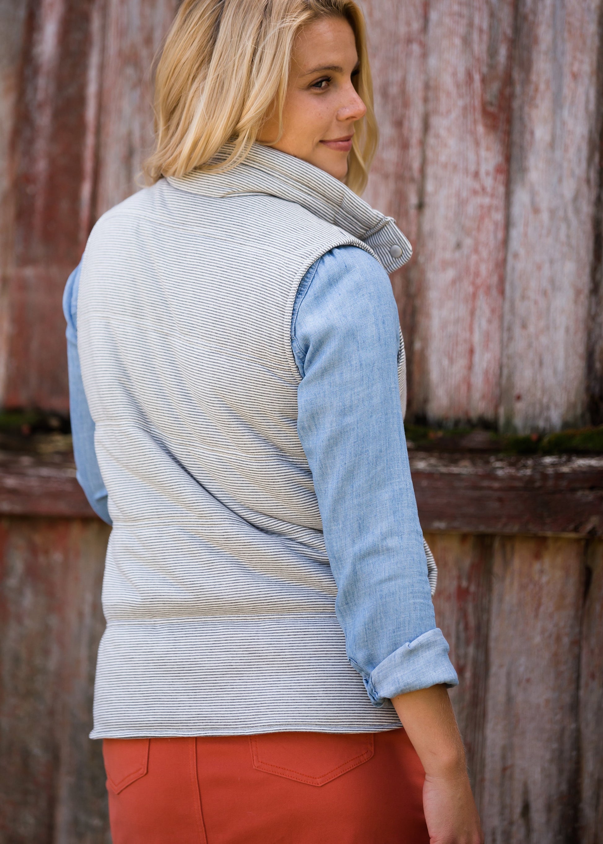 Pin Striped Sherpa Lined Vest