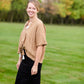 Pin-Tuck Textured Linen Tassel Half Sleeve Top Tops VOY