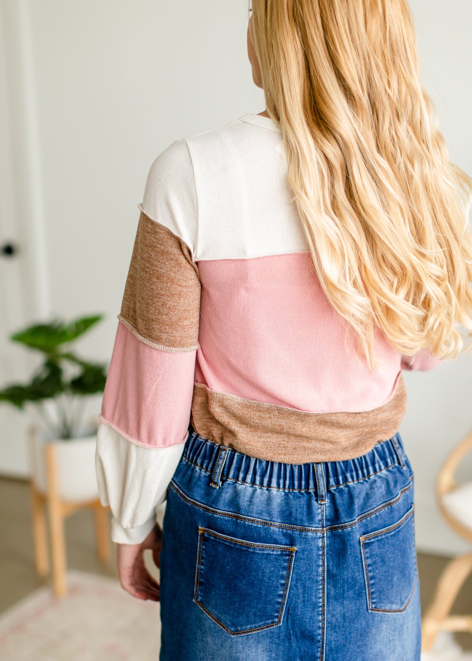 Pink Colorblock Long Sleeve Sweater - FINAL SALE Tops