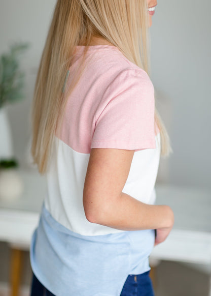 Pink Colorblock Short Sleeve Tee - FINAL SALE Tops