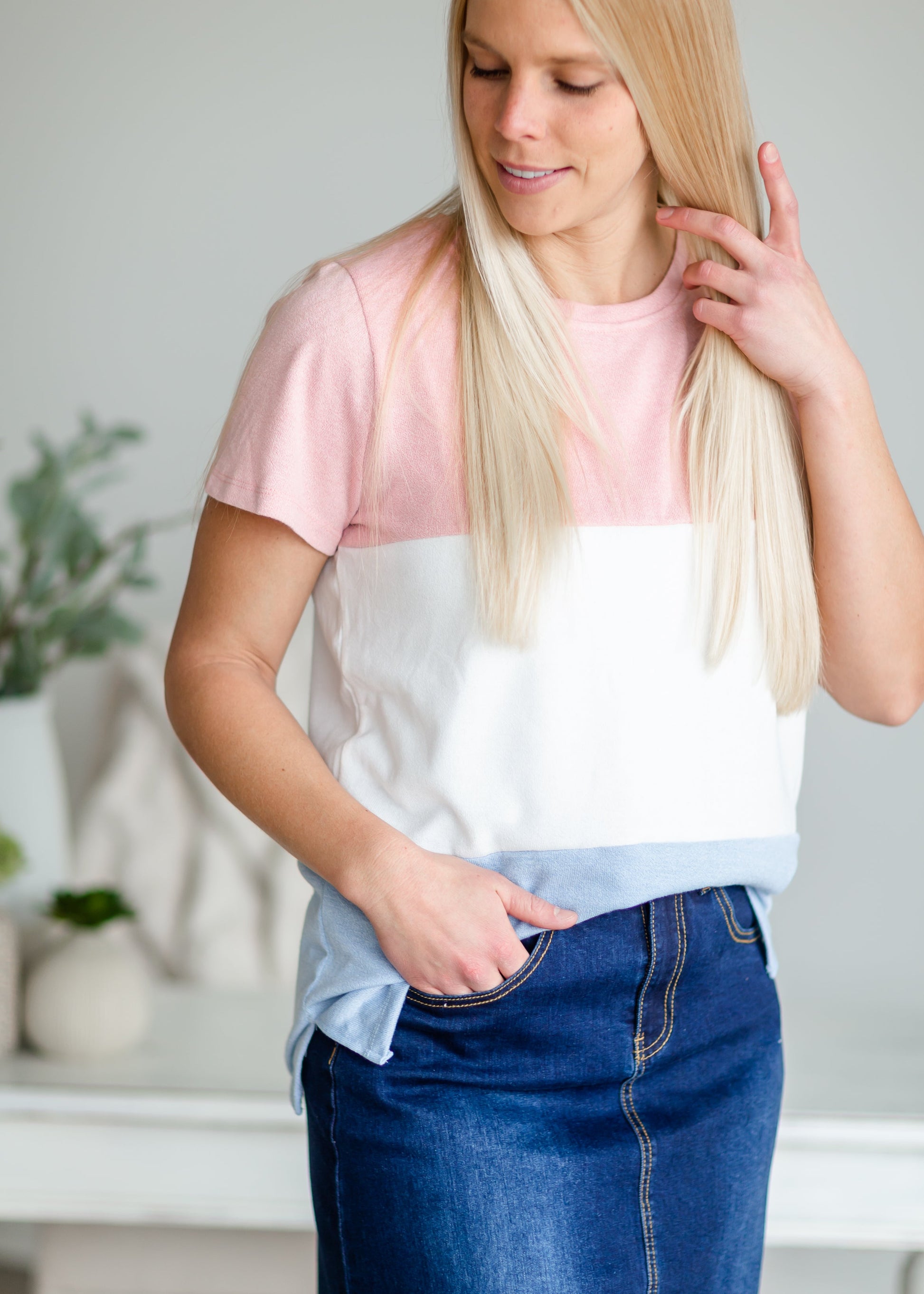 Pink Colorblock Short Sleeve Tee - FINAL SALE Tops