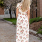 Pink Floral Cinched Waist Maxi Dress Dresses