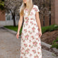 Pink Floral Cinched Waist Maxi Dress Dresses