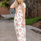 Pink Floral Cinched Waist Maxi Dress Dresses