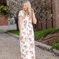 Pink Floral Cinched Waist Maxi Dress Dresses