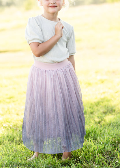 Pink Ombre Tulle Midi Skirt Skirts