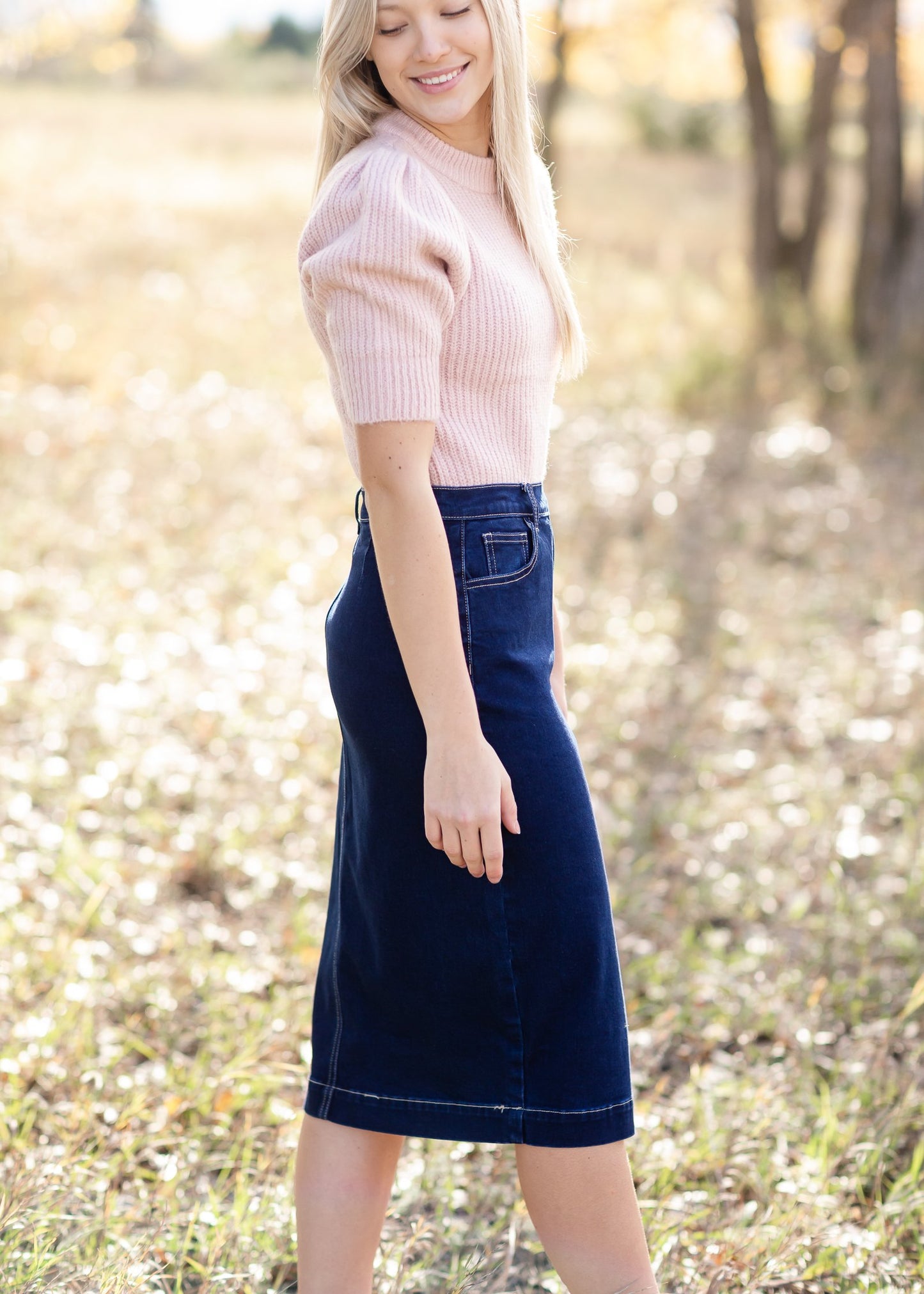 Pink Pleated Ribbed Knit Sweater Tops Inherit