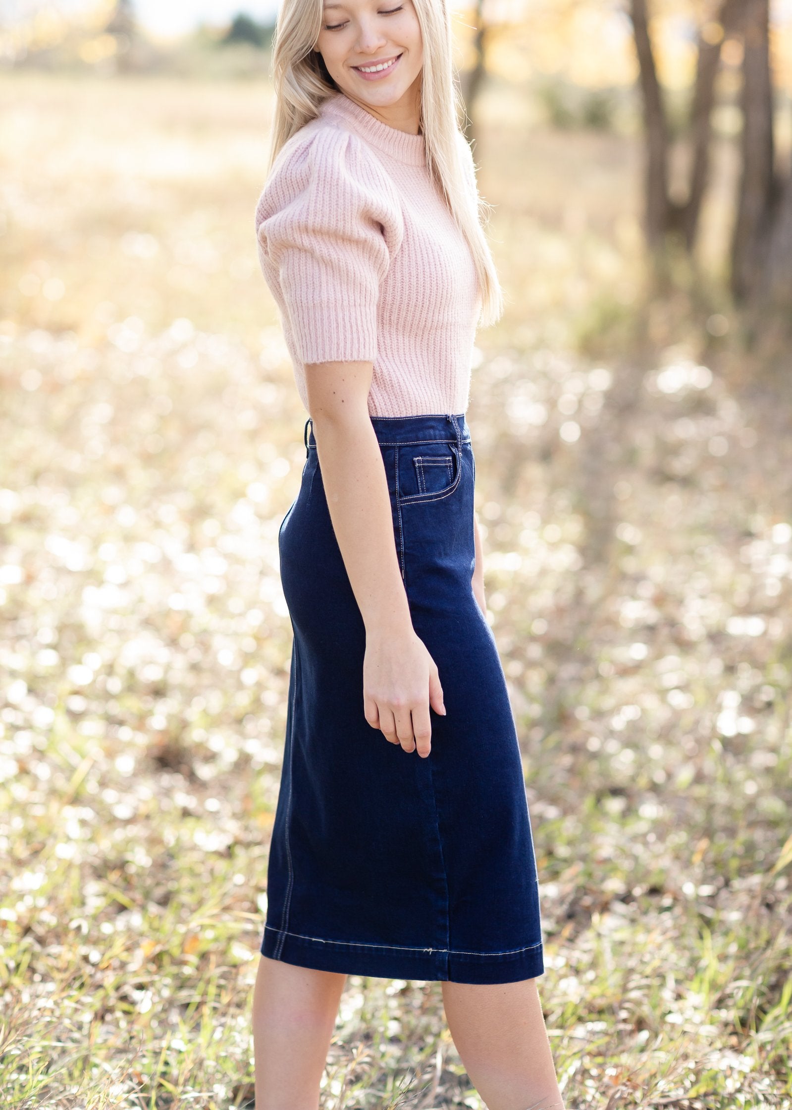 Pink Pleated Ribbed Knit Sweater Tops Inherit