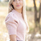 Pink Pleated Ribbed Knit Sweater Tops Inherit