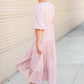 Pink Smocked Bodice Floral Print Maxi Dress Dresses