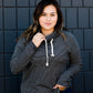 black and white pin stripe tri blend top