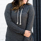 black and white pin stripe tri blend top