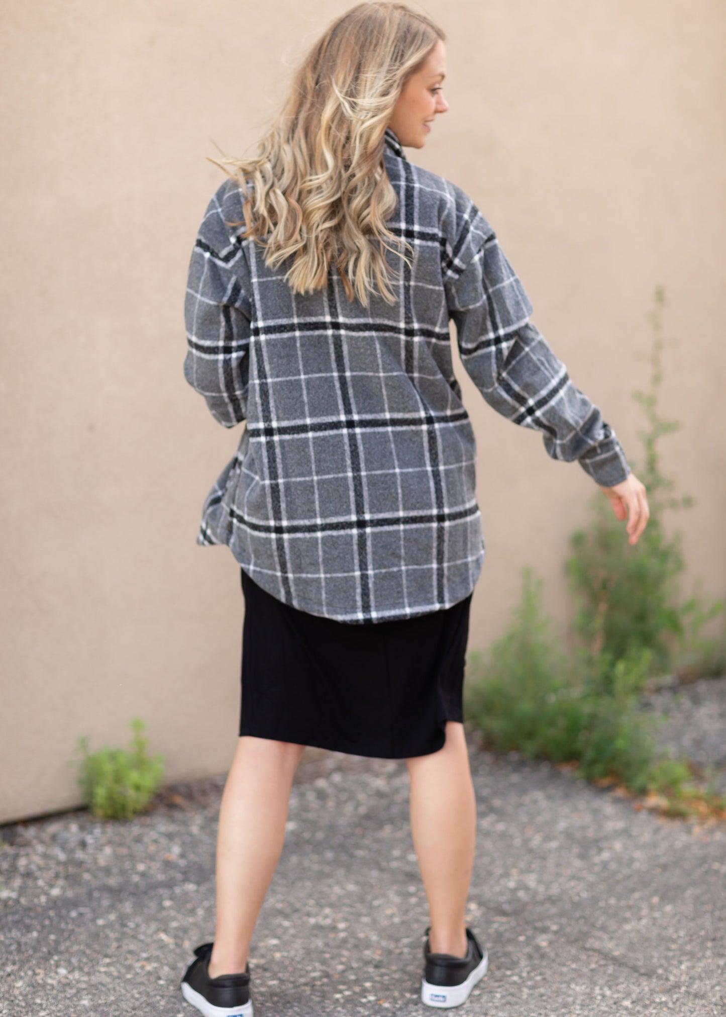 Plaid Button Up Shacket Tops