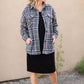 Plaid Button Up Shacket Tops Grey / S