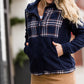 Plaid Detail Zip Up Fleece Jacket - FINAL SALE Layering Essentials