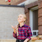 girls modest red and blue plaid flannel button up top