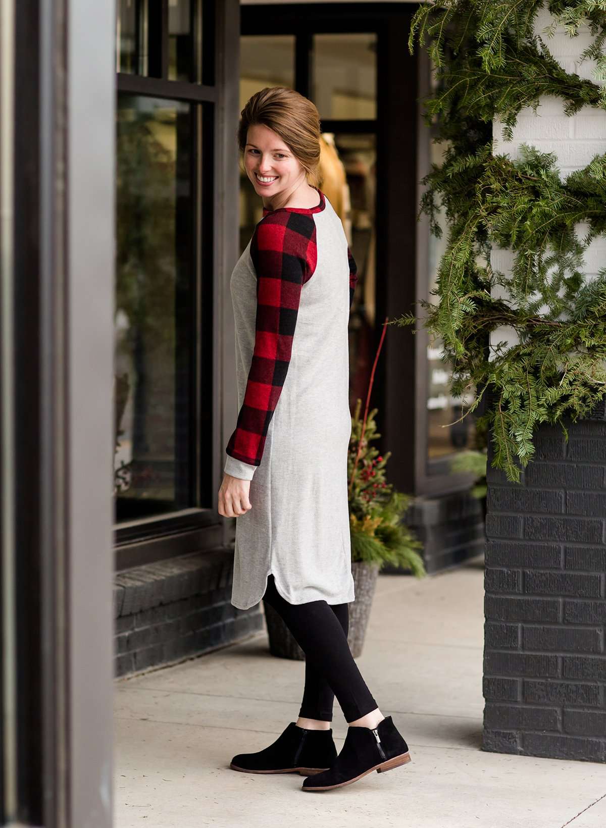 Plaid Fleece Knit Midi Dress - FINAL SALE Dresses