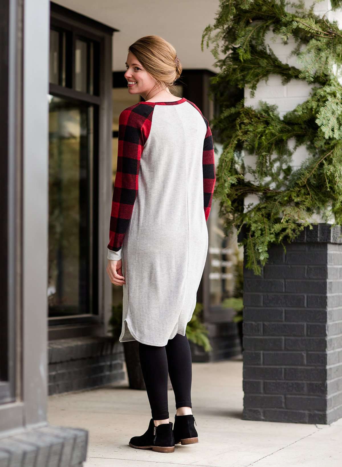 Plaid Fleece Knit Midi Dress - FINAL SALE Dresses