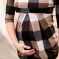 Women's modest checkered and pleated maternity top