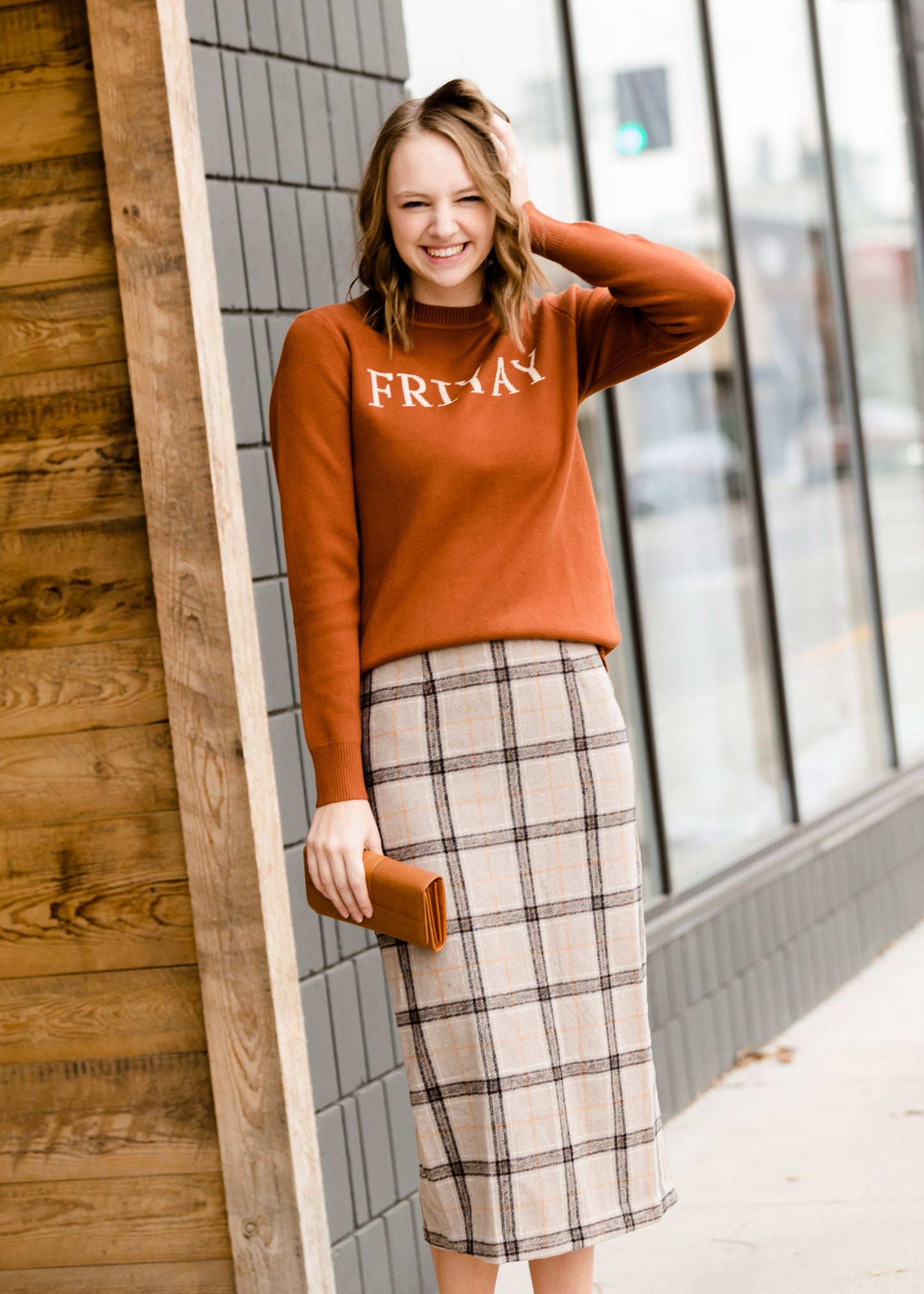 Plaid Pencil Midi Skirt-FINAL SALE Skirts