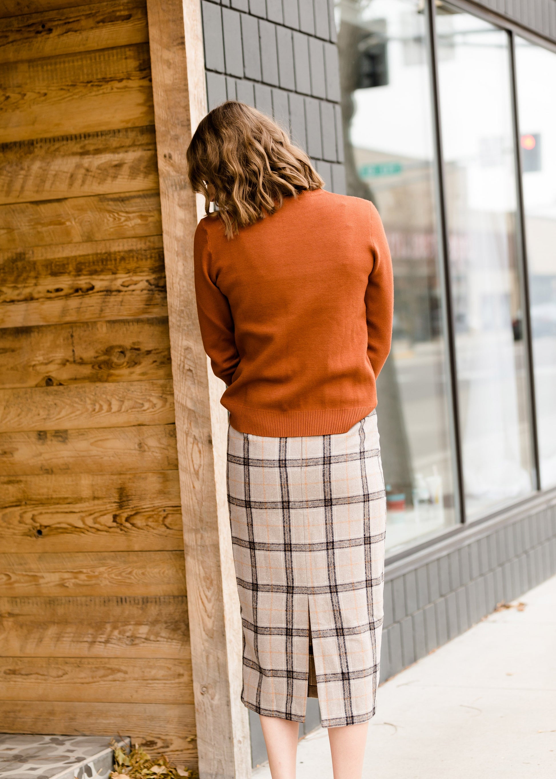 Plaid Pencil Midi Skirt-FINAL SALE Skirts