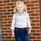 plaid button up pink and mint top